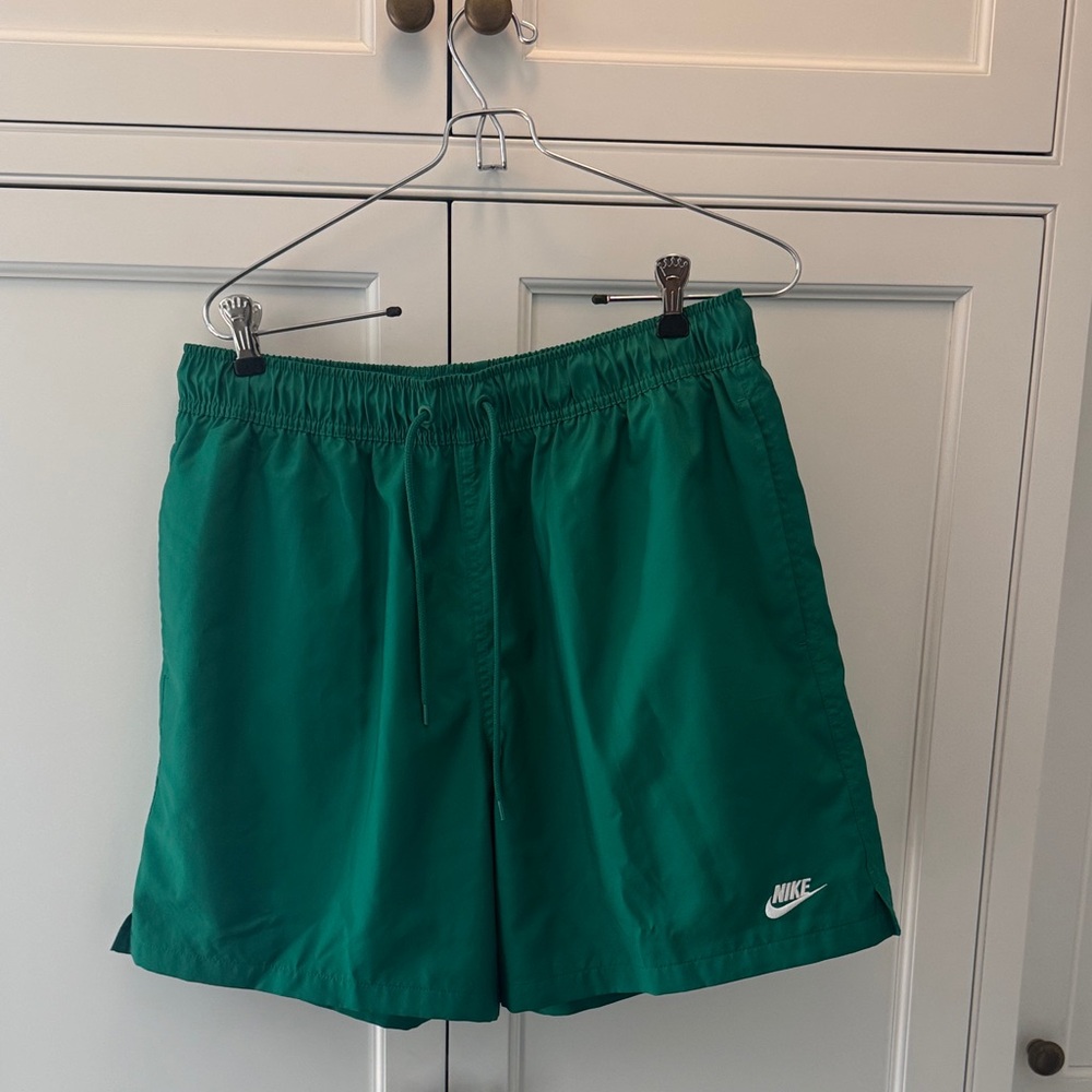 Nike Emerald Green Athletic Shorts with White Logo